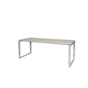 Stretto Plus Verstelbaar Bureau, 200 x 80 cm, Licht Eiken Blad, Aluminium Poten