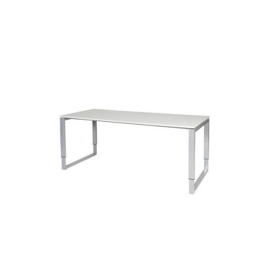 Stretto Plus Verstelbaar Bureau, 180 x 80 cm, Wit Blad, Aluminium Poten