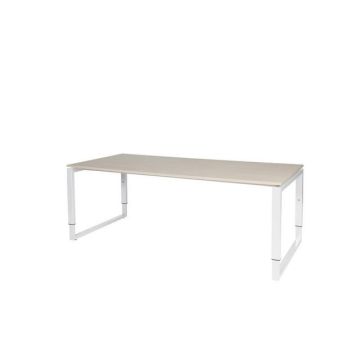 Stretto Plus Verstelbaar Bureau, 200 x 90 cm, Robson Eiken Blad, Witte Poten