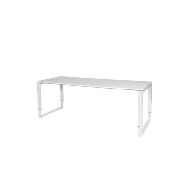 Stretto Plus Verstelbaar Bureau, 200 x 80 cm, Wit Blad, Witte Poten