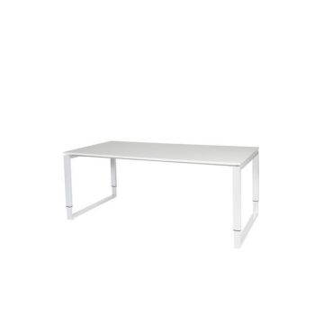 Stretto Plus Verstelbaar Bureau, 180 x 90 cm, Wit Blad, Witte Poten