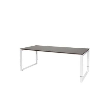 Stretto Plus Verstelbaar Bureau, 200 x 90 cm, Logan Eiken Blad, Witte Poten