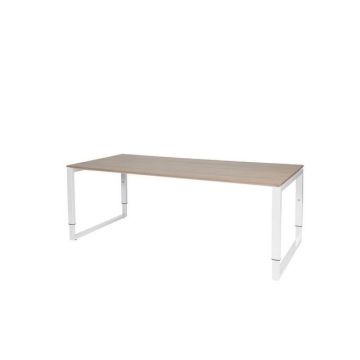 Stretto Plus Verstelbaar Bureau, 200 x 90 cm, Licht Kersen Blad, Witte Poten