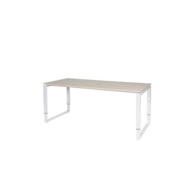 Stretto Plus Verstelbaar Bureau, 180 x 80 cm, Licht Eiken Blad, Witte Poten