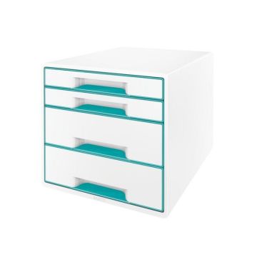 WOW CUBE ladenset, A4 Maxi, 4 laden, 287 x 270 x 363 mm, wit en metallic blauwgroen