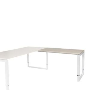 Stretto Plus Verstelbare Aanbouwtafel, 120 x 60 cm, Licht Eiken, Wit