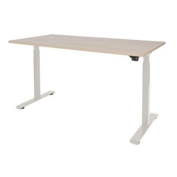 Dextro Basic Verstelbaar Bureau, 120 x 80 cm, Licht Eiken, Wit