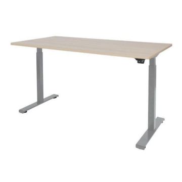 Dextro Basic Verstelbaar Bureau, 180 x 90 cm, Licht Eiken, Aluminium