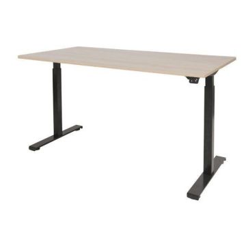 Dextro Basic Verstelbaar Bureau, 140 x 80 cm, Licht Eiken, Zwart