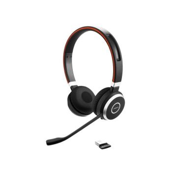 Evolve 65 UC On-Ear Stereo Headset, Draadloos, Bluetooth, Zwart met Jabra LINK adapter