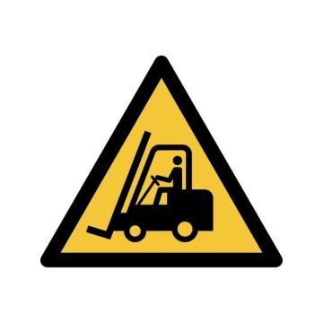 Pictogram Waarschuwing Transportvoertuigen, Plastic, 200 x 176 mm, Geel, Zwart