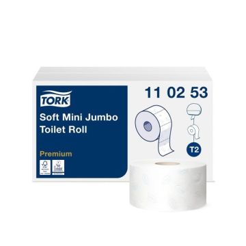 Premium Zacht Mini Jumbo T2 Toiletpapier, 2-laags, 170 m, Wit