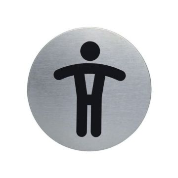 Herentoilet Pictogram, RVS, diameter 83 mm, Zilver