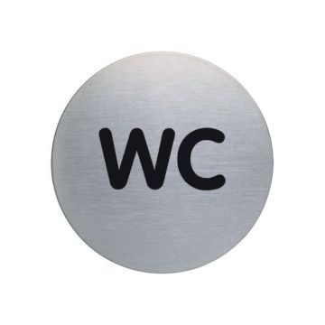 Toilet Pictogram, RVS, diameter 83 mm, Zilver