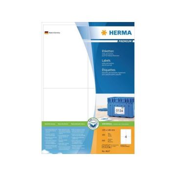 Premium permanent papieretiket, 105 x 148 mm, rechte hoek, wit