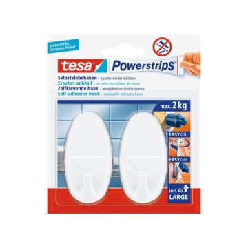 Powerstrips Large Ovaal Zelfklevende Haak, Verwijderbaar, Wit