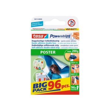 Powerstrips Poster Dubbelzijdige Klevende Strips Big Pack, Verwijderbaar, Wit