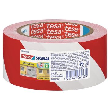 Signal Universal Waarschuwings-en markeringstape, PP, 50 mm x 66 m, Rood-Wit