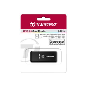 TRANSCEND USB3.0 SD/microSD Card Reader - Zwart - Supports SDHC(UHS-I) / SDXC(UHS-I) / microSD / microSDHC(UHS-I) / microSDXC(UHS-I)