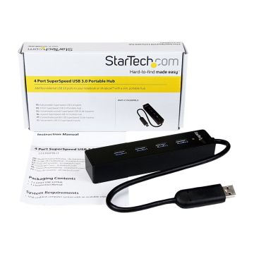 STARTECH.COM 4 Port Portable SuperSpeed USB 3.0 Hub with Built-in Cable