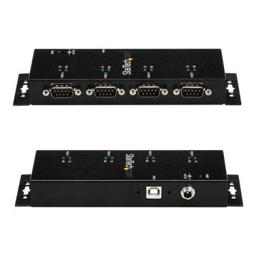 STARTECH.COM 4Port USB to DB9 RS232 Serial Adapter Hub Industrial DIN Rail and Wall Mountable