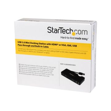 STARTECH.COM Travel Docking Station for Laptops - HDMI or VGA - USB 3.0