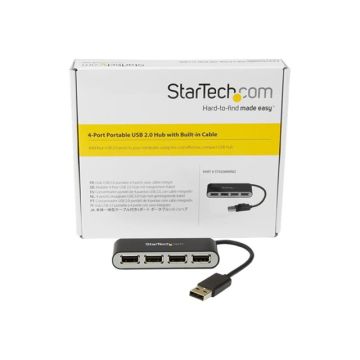 STARTECH.COM 4-Port Portable USB 2.0 Hub with Built-in Cable