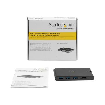 STARTECH.COM USB-C Multiport Adapter with HDMI and VGA - Mac / Windows - 3x USB 3.0 - SD - PD