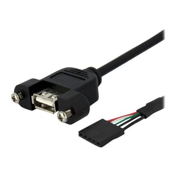 STARTECH.COM 1ft Panel Mount USB Cable - USB A to Motherboard Header Cable F/F