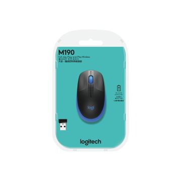 LOGITECH M190 Mouse optical 3 buttons wireless USB wireless receiver blue