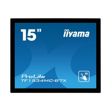 IIYAMA TF1534MC-B7X 15inch LCD PCAP Bezel Free 10-Points Touch Screen 1024x768 TN panel LED Bl. Flat