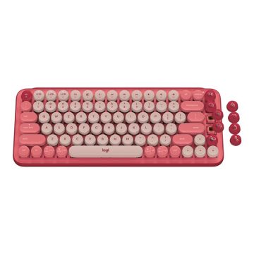 LOGITECH POP Keys Wireless Mechanical Keyboard With Emoji Keys - HeartBreaker Rose Central (FR)