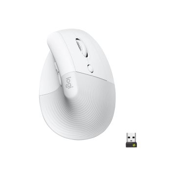 LOGITECH Lift for Business Vertical mouse ergonomic 6 buttons wireless Bluetooth 2.4 GHz Bolt USB receiver off-white