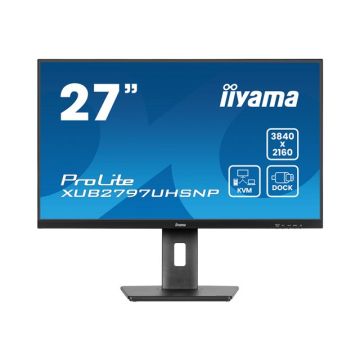 IIYAMA XUB2797UHSNP-B1 27inch IPS UHD 350cd/m2 4ms 15cm height adj. Stand HDMI DP USB-C Dock LAN Spe