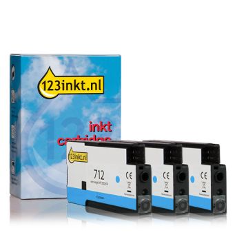 123inkt huismerk vervangt HP 712 (3ED77A) cyaan multipack 3 stuks