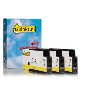 123inkt huismerk vervangt HP 712 (3ED79A) geel multipack 3 stuks