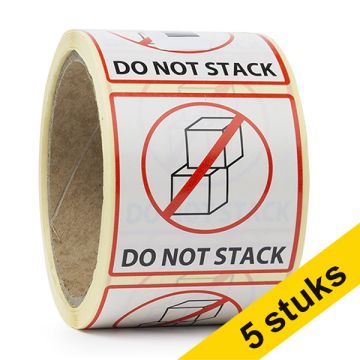 Aanbieding: 5x 123inkt huismerk waarschuwingsetiketten Do not stack (200 etiketten)