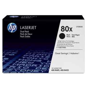 HP 80X (CF280XD) toner zwart hoge capaciteit dubbelpack (origineel)