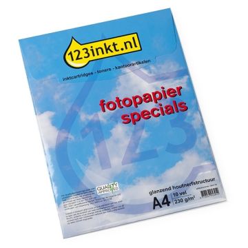 123inkt Specials glanzend fotopapier met houtnerfstructuur 230 grams A4 (10 vel)