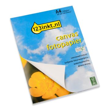 123inkt fotopapier met canvasstructuur 230 grams A4 (20 vel) FSC® Mix 70%