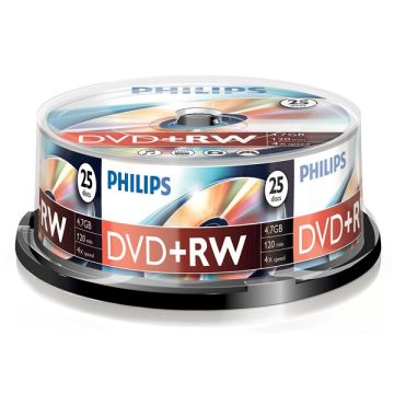 Philips DVD+RW rewritable 25 stuks in cakebox