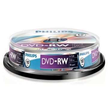 Philips DVD-RW rewritable 10 stuks in cakebox