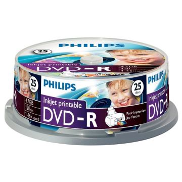 Philips DVD-R printable 25 stuks in cakebox