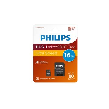 Philips Micro SD geheugenkaart class 10 inclusief SD adapter - 16GB