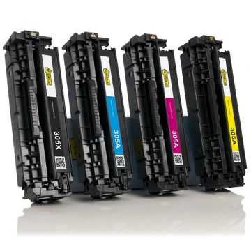 Aanbieding: 123inkt huismerk set voor HP 305X / 305A: HP CE410X, CE411A, CE412A, CE413A zwart + 3 kl