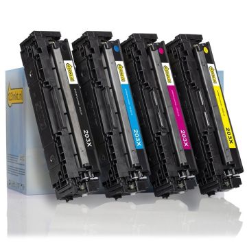 Aanbieding: 123inkt huismerk set voor HP 203X: HP CF540X, CF541X, CF542X, CF543X zwart + 3 kleuren