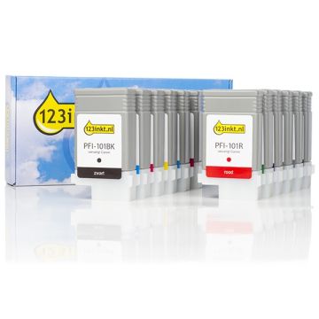 Canon PFI-101 multipack MBK/BK/C/M/Y/PC/PM/R/G/B/GY/PGY (123inkt huismerk)