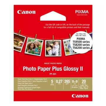 Canon PP-201 Glossy II Photo Paper Plus 8,8 x 8,8 cm. (inhoud 20 vel)