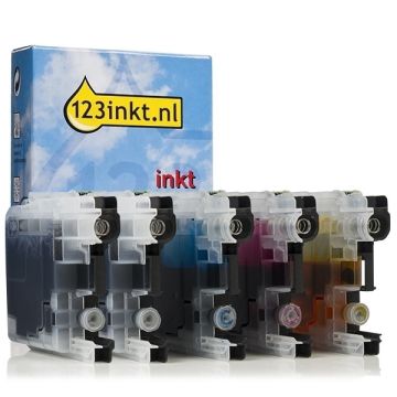 Aanbieding: 123inkt huismerk vervangt Brother LC-223 (2 zwarte + 3 kleuren)