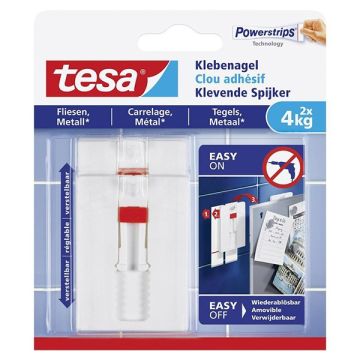 Tesa verstelbare klevende spijker voor tegels en metaal 4 kg (2 stuks)